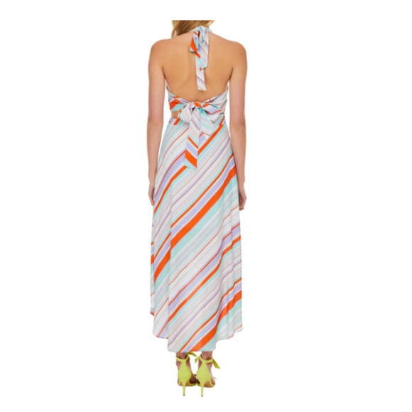 Astr the Label Illusion Asymmetric Stripe Halter Maxi Dress Size XS - Picture 2 of 3